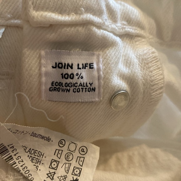 Zara Button Fly Raw Hem White Jeans - Picture 7 of 8